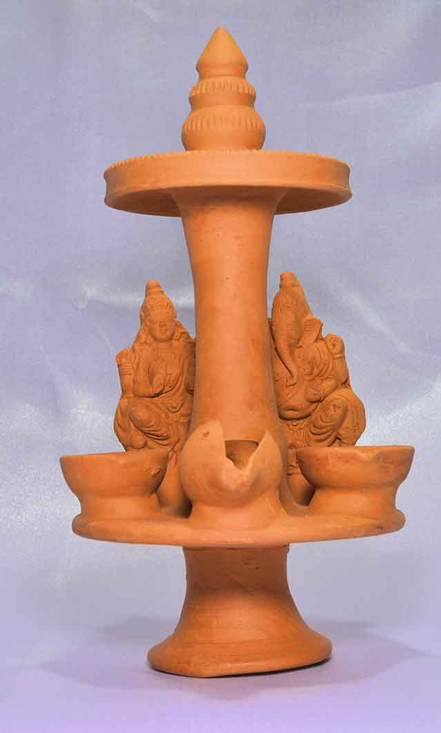 Laxmi Ganesh Diya - Terracotta